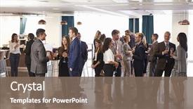  Presentation with networking - Slide set consisting of people - delegates networking at conference drinks background and a violet colored foreground