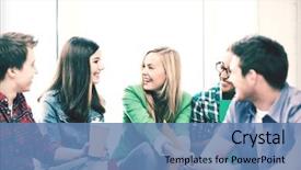  Presentation with students - Presentation design consisting of people - education concept - students communicating background and a teal colored foreground