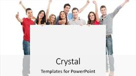  Presentation with joyful - Amazing PPT theme having side view of smiling male vendor giving wrench to female customer in hardware shop backdrop and a dark gray colored foreground