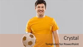  Presentation with sport - Cool new PPT layouts with people - happy man or football backdrop and a  colored foreground