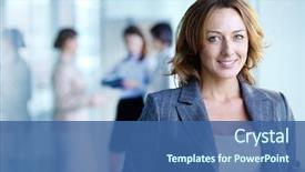  Presentation with camera - Presentation design having people - image of pretty businesswoman looking background and a ocean colored foreground