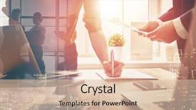  Presentation with collaborative - Cool new theme with people - man and woman working backdrop and a lemonade colored foreground