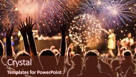  Presentation with fireworks - Colorful slides enhanced with people - new year concept - cheering backdrop and a tawny brown colored foreground