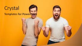  Presentation with two men on a judo - Slides having people - portrait of a two satisfied background and a gold colored foreground