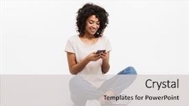  Presentation with afro - Colorful PPT theme enhanced with people - portrait of happy young afro backdrop and a light gray colored foreground