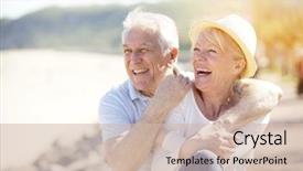  Presentation with relaxing - Colorful presentation theme enhanced with people - senior couple relaxing backdrop and a soft green colored foreground