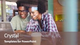  Presentation with coffee shop - Beautiful PPT layouts featuring people - two young businesspeople working backdrop and a tawny brown colored foreground