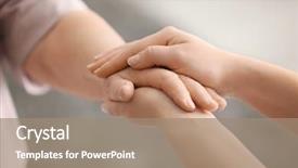  Presentation with helping hands - Presentation design featuring helping people - woman's hands closeup background and a coral colored foreground