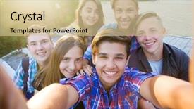  Presentation with teenagers - Slide deck having people 18 - group of teenagers background and a lemonade colored foreground