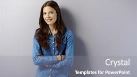  Presentation with happy birthday 70 - Cool new theme with people 18 - happy young woman standing arms backdrop and a gray colored foreground