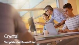  Presentation with apprenticeship - Slide set featuring people 18 - teacher with students in apprenticeship background and a tawny brown colored foreground