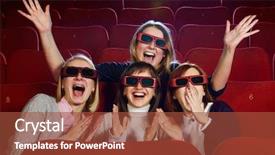  Presentation with group of girls - Theme with people 3d - group of excited young girls background and a red colored foreground