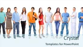  Presentation with students - Presentation theme enhanced with people action - group of students background and a sky blue colored foreground