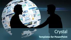  Presentation with hand shake law office - Beautiful slide set featuring people advertising - smiling young businessmen shaking hands backdrop and a ocean colored foreground