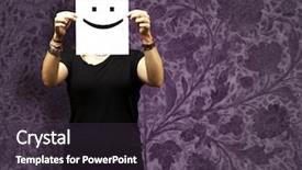  Presentation with advertising - Presentation theme enhanced with people advertising - woman showing a blank paper background and a tawny brown colored foreground