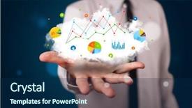  Presentation with cloud and virtual - PPT layouts with people advertising - young businessman presenting cloud background and a navy blue colored foreground