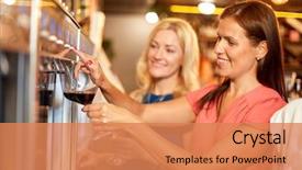  Presentation with alcohol - Amazing slide set having people alcohol and lifestyle concept backdrop and a coral colored foreground