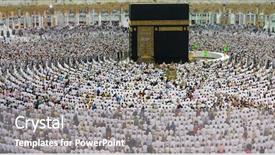  Presentation with makkah - PPT theme with people all over the world background and a gray colored foreground
