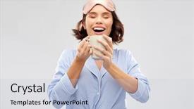  Presentation with people - Slide deck featuring people and bedtime concept - happy background and a lemonade colored foreground