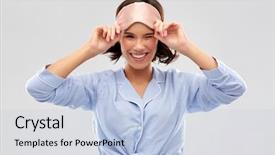  Presentation with pajama - Beautiful PPT layouts featuring people and bedtime concept - happy backdrop and a light blue colored foreground