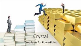  Presentation with business book tgemplate - Slide set featuring people and book and ingot background and a yellow colored foreground