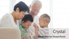  Presentation with insurance planning - Amazing slide set having people and children saving money backdrop and a mint green colored foreground