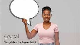  Presentation with african people - Slide set having people-and-communication-concept-happy background and a mint green colored foreground