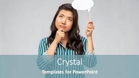  Presentation with bubble - Beautiful presentation design featuring people-and-communication-concept-thinking backdrop and a seafoam green colored foreground