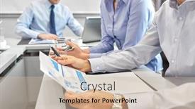  Presentation with corporate - Presentation theme consisting of people-and-corporate-concept-business background and a soft green colored foreground