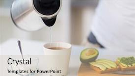  Presentation with water cup - PPT theme consisting of people and diet concept - kettle background and a  colored foreground