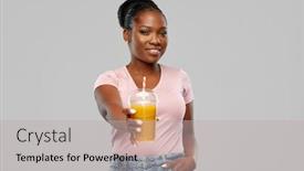  Presentation with african people - Amazing PPT theme having people-and-drinks-concept-happy backdrop and a light gray colored foreground