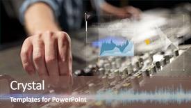  Presentation with recording studio mixing console - Colorful PPT theme enhanced with eq - music technology people and equipment backdrop and a tawny brown colored foreground