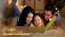  Presentation with light book - PPT theme having people-and-family-concept-happy background and a tawny brown colored foreground