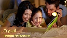  Presentation with light book - Amazing PPT theme having people-and-family-concept-happy backdrop and a tawny brown colored foreground