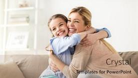  Presentation with family - Slide set consisting of people-and-family-concept-happy background and a coral colored foreground