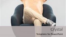  Presentation with young happy people smiling - Slide set featuring people-and-furniture-concept-happy background and a light gray colored foreground