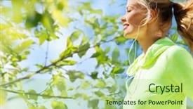  Presentation with young healthy people - Presentation design enhanced with people and healthy lifestyle concept background and a mint green colored foreground