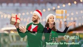  Presentation with happy holidays - Audience pleasing PPT layouts consisting of people-and-holidays-concept-happy backdrop and a ocean colored foreground