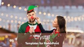  Presentation with christmas party - PPT theme enhanced with people-and-holidays-concept-happy background and a tawny brown colored foreground