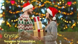  Presentation with party lights - Slide deck having people-and-holidays-concept-happy background and a tawny brown colored foreground