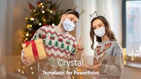  Presentation with happy holidays - Cool new slides with people-and-holidays-concept-happy backdrop and a coral colored foreground