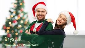  Presentation with ugly christmas sweater - Slide set consisting of people-and-holidays-concept-portrait background and a tawny brown colored foreground