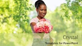  Presentation with african american women - Beautiful presentation theme featuring people-and-international-women-s backdrop and a yellow colored foreground