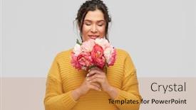  Presentation with peony - Audience pleasing slide deck consisting of people-and-international-women-s backdrop and a gold colored foreground