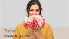  Presentation with young happy people smiling - Cool new presentation design with people-and-international-women-s backdrop and a yellow colored foreground