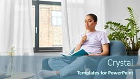  Presentation with african people - Presentation design enhanced with people-and-leisure-concept-african background and a ocean colored foreground