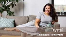  Presentation with people - Slide set enhanced with people-and-leisure-concept-happy background and a  colored foreground