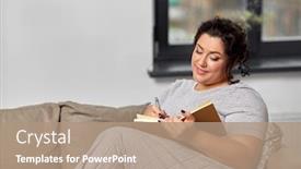  Presentation with diary - PPT layouts featuring people-and-leisure-concept-happy background and a coral colored foreground