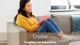  Presentation with young happy people smiling - Amazing slide set having people-and-leisure-concept-happy backdrop and a coral colored foreground