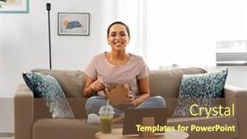  Presentation with young happy people smiling - Colorful theme enhanced with people-and-leisure-concept-happy backdrop and a tawny brown colored foreground